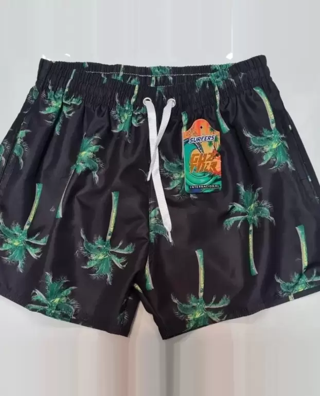 Short de Bano Estampado de Microfibra