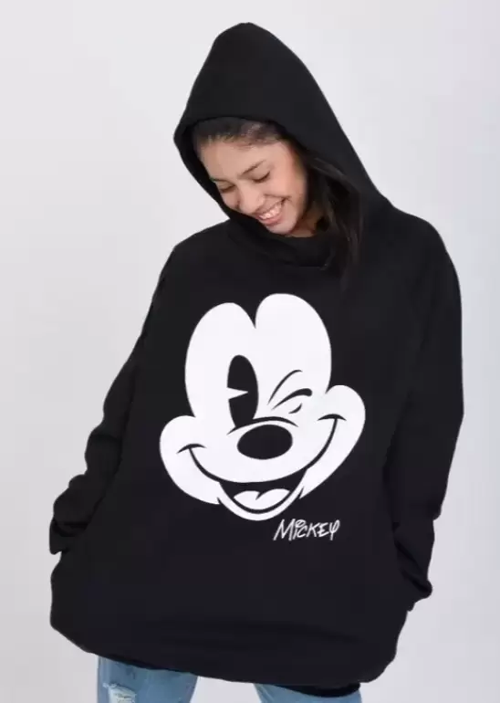 Maxibuzo Clasico de Frisa Mickey Negro