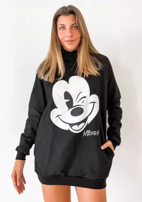 Maxibuzo Clasico de Frisa Mickey Negro